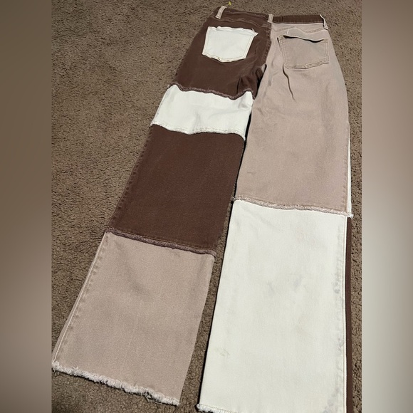 Hollister Patchwork Pants in Brown and Cream. READ DESCRIPTION - Picture 2 of 7